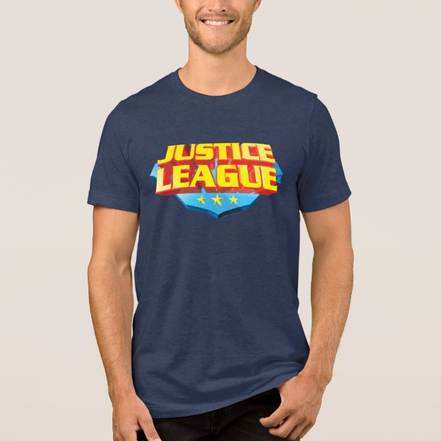 Justice League Name and Shield Logo Tri-Blend Shirt (Front)