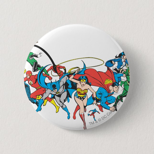 Justice League of America Group 2 Inch Round Button (Front)