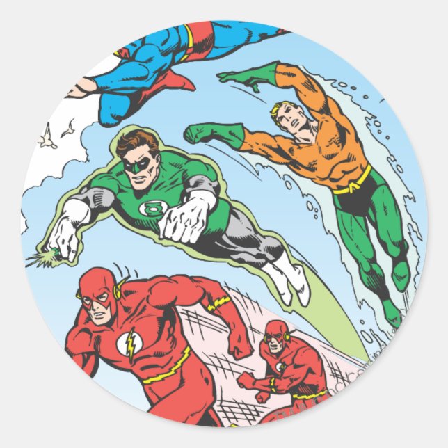 Justice League of America Group 3 Classic Round Sticker (Front)