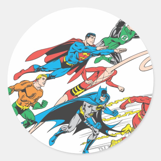 Justice League of America Group 5 Classic Round Sticker (Front)