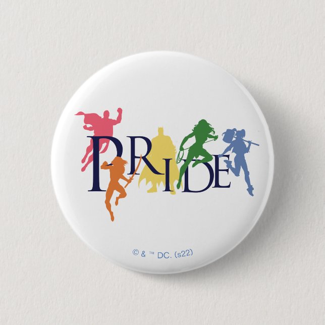Justice League Pride Character Silhouettes 2 Inch Round Button (Front)