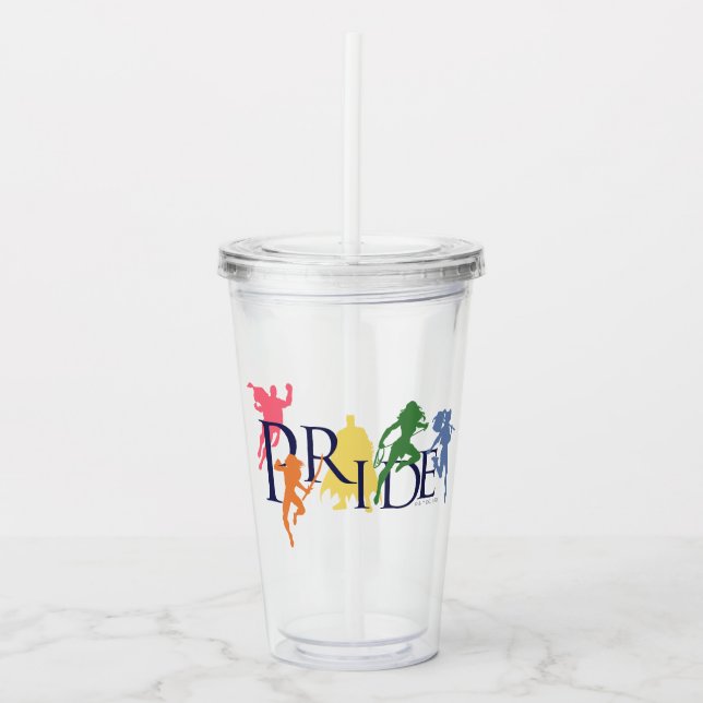 Justice League Pride Character Silhouettes Acrylic Tumbler (Front)