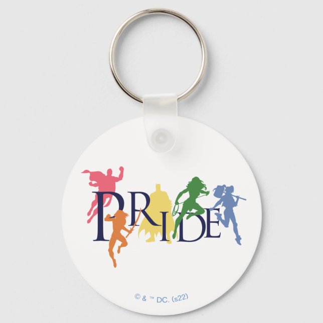 Justice League Pride Character Silhouettes Keychain (Front)
