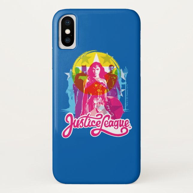 Justice League | Retro Group & Logo Pop Art Case-Mate iPhone Case (Back)
