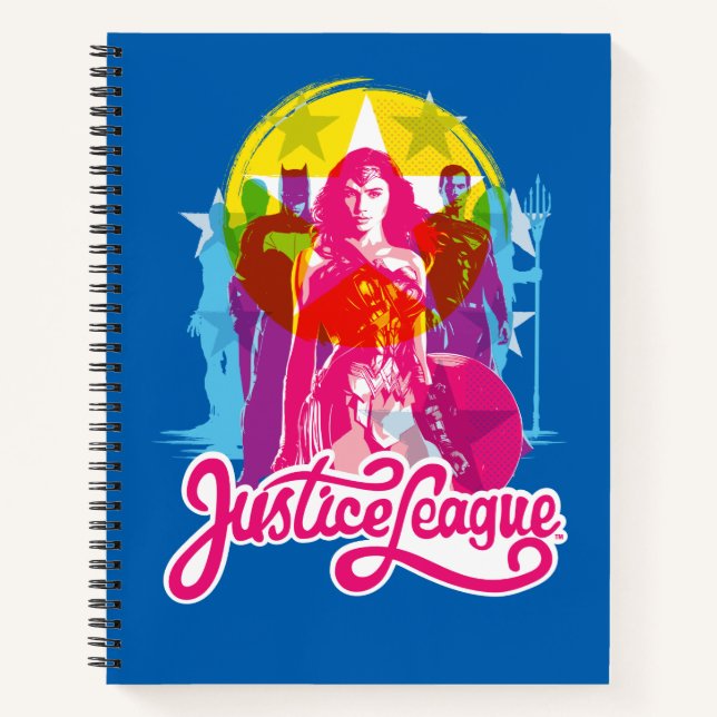 Justice League | Retro Group & Logo Pop Art Notebook (Front)