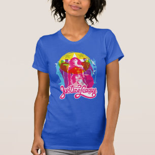 Justice League Retro Group & Logo Pop Art T-Shirt