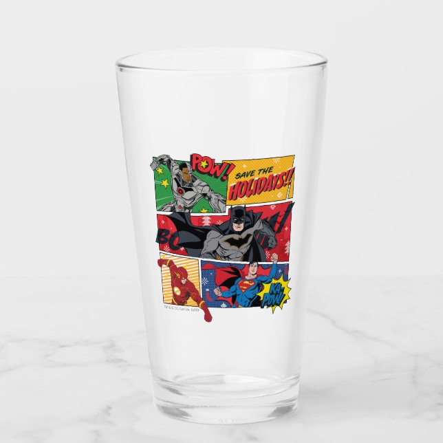 Justice League "Save the Holidays!" Glass (Front)