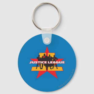 Justice League Silhouettes and Star Background Keychain