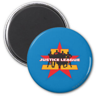 Justice League Silhouettes and Star Background Magnet