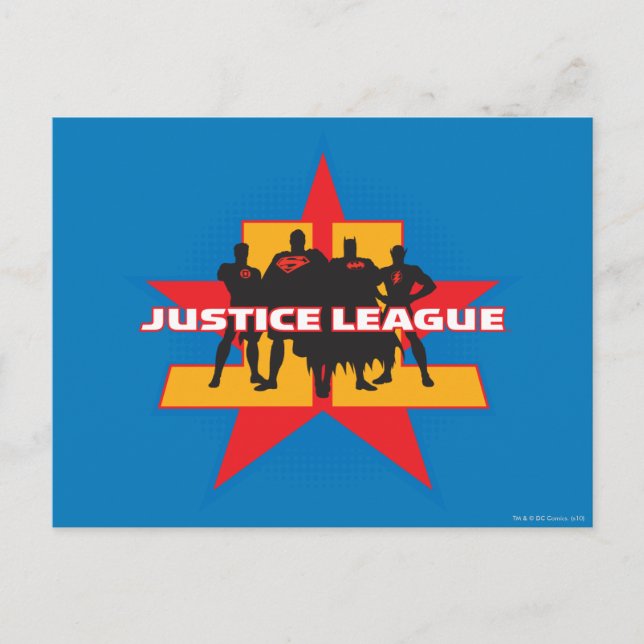Justice League Silhouettes and Star Background Postcard (Front)