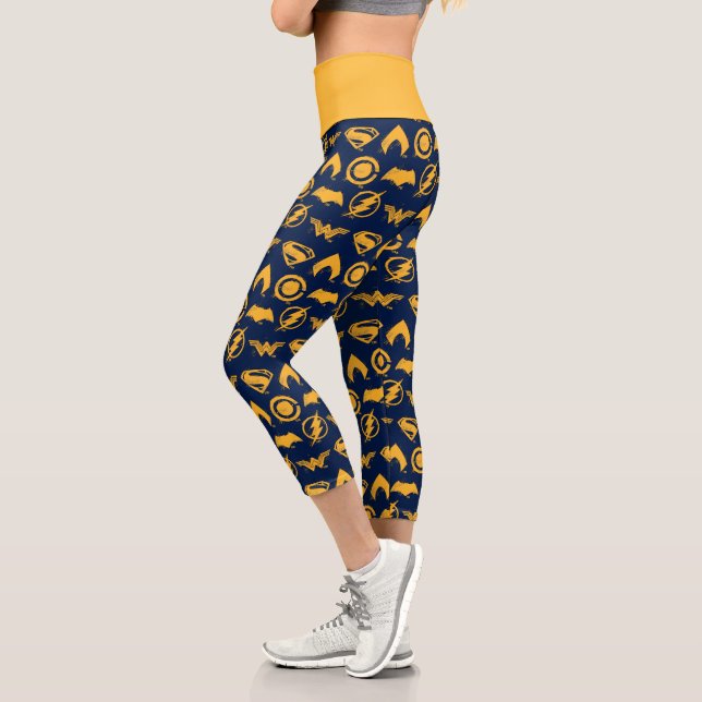 Justice League | Stylized Team Symbols Lineup Capri Leggings (Left)