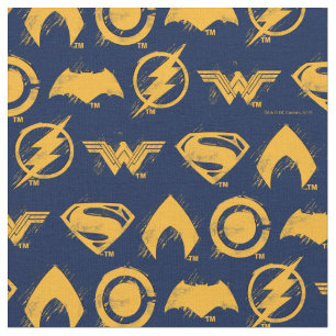 Justice League   Stylized Team Symbols Lineup Fabric