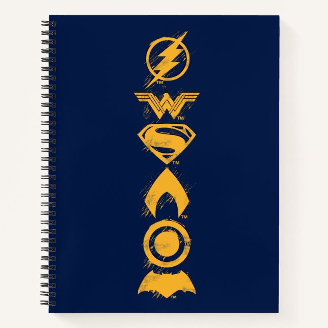 Justice League | Stylized Team Symbols Lineup Notebook (Front)