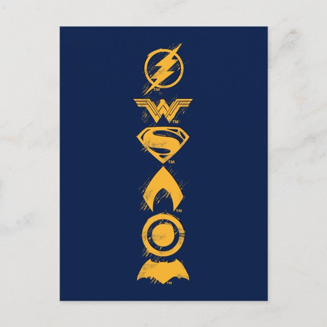 Justice League | Stylized Team Symbols Lineup Postcard (Front)