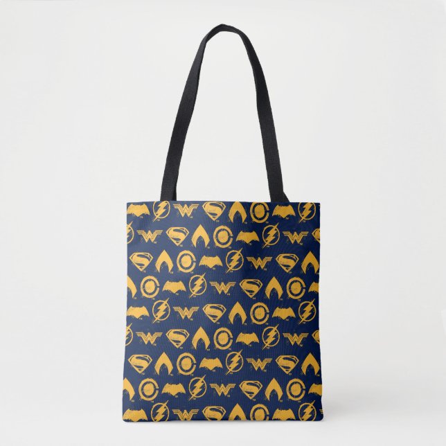 Justice League | Stylized Team Symbols Lineup Tote Bag (Front)