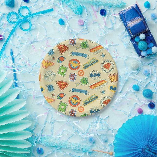 Justice League Super Hero Badge Pattern Paper Plate (Party)