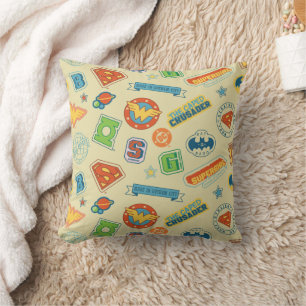 Justice League Super Hero Badge Pattern Throw Pillow