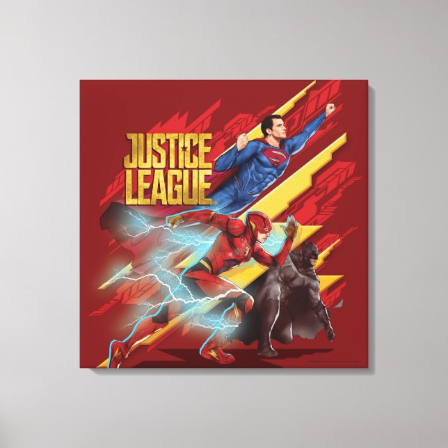 Justice League | Superman, Flash, & Batman Badge Canvas Print (Front)