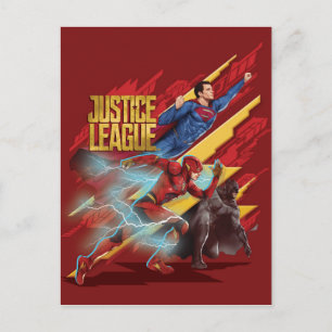 Justice League   Superman, Flash, & Batman Badge Postcard
