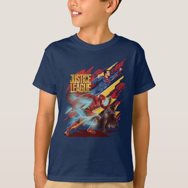 Justice League | Superman, Flash, & Batman Badge T-Shirt (Front)