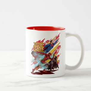 Justice League   Superman, Flash, & Batman Badge Two-Tone Coffee Mug