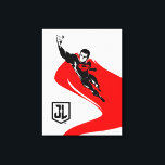 Justice League | Superman Flying Noir Pop Art Canvas Print<br><div class="desc">Check out this pop art style Justice League's Superman drawing as he flies through the air. This black and white drawing is offset by his bright red cape and red S-Shield logo on his chest.</div>
