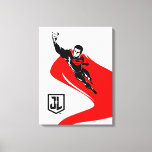 Justice League | Superman Flying Noir Pop Art Canvas Print<br><div class="desc">Check out this pop art style Justice League's Superman drawing as he flies through the air. This black and white drawing is offset by his bright red cape and red S-Shield logo on his chest.</div>