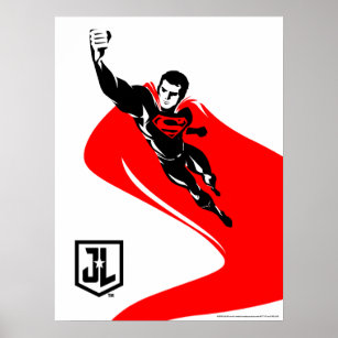 Justice League   Superman Flying Noir Pop Art Poster
