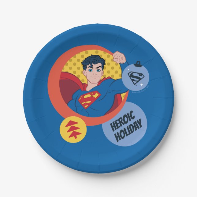 Justice League Superman Holiday Bauble Paper Plate (Front)