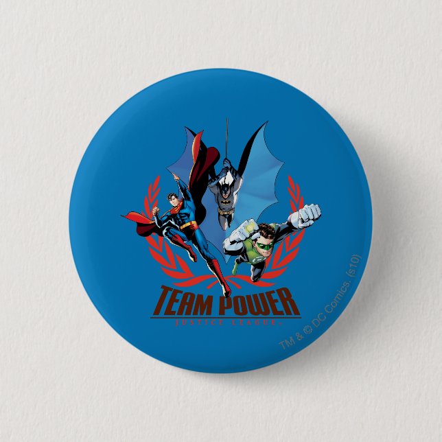 Justice League Team Power 2 Inch Round Button (Front)