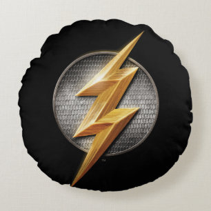 Justice League The Flash Metallic Bolt Symbol Round Pillow