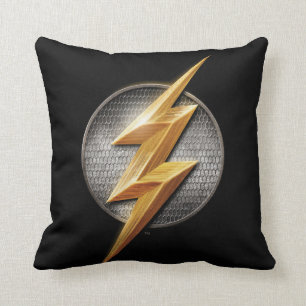 Justice League The Flash Metallic Bolt Symbol Throw Pillow