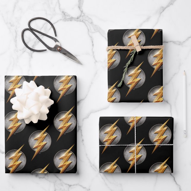 Justice League | The Flash Metallic Bolt Symbol Wrapping Paper Sheet (Front)