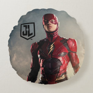 Justice League   The Flash On Battlefield Round Pillow