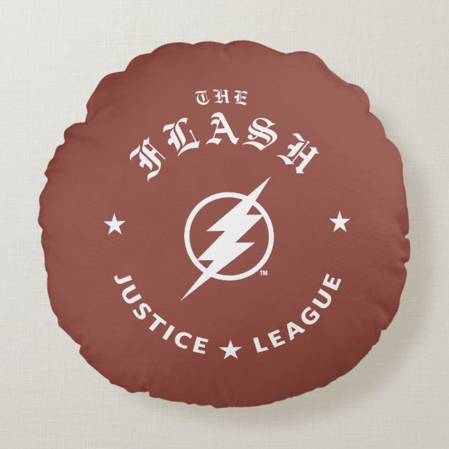 Justice League | The Flash Retro Lightning Emblem Round Pillow (Front)
