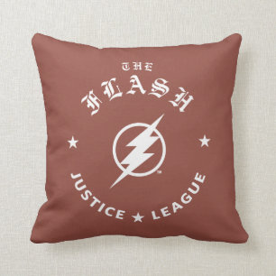 Justice League   The Flash Retro Lightning Emblem Throw Pillow