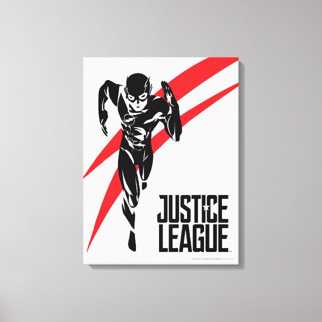 Justice League | The Flash Running Noir Pop Art Canvas Print (Front)