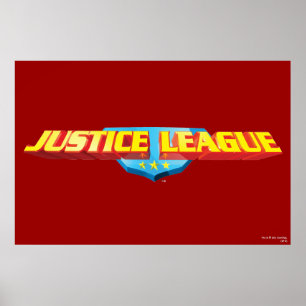 Justice League Thin Name and Shield Logo Poster