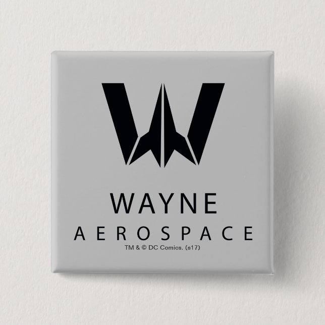 Justice League | Wayne Aerospace Logo 2 Inch Square Button (Front)