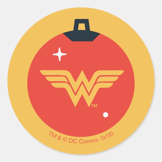 Justice League Wonder Woman Holiday Bauble Classic Round Sticker (Front)