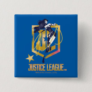 Justice League Wonder Woman JL Logo Pop Art 2 Inch Square Button