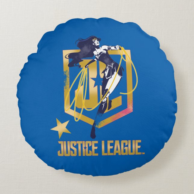 Justice League | Wonder Woman JL Logo Pop Art Round Pillow (Front)