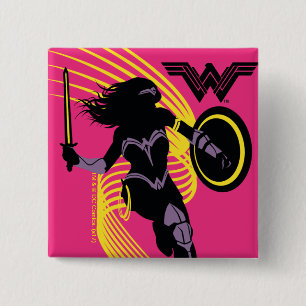 Justice League   Wonder Woman Silhouette Icon 2 Inch Square Button