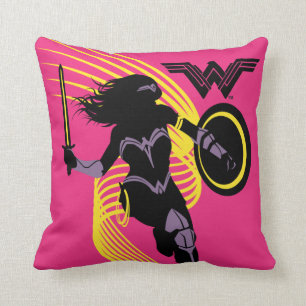 Justice League   Wonder Woman Silhouette Icon Throw Pillow