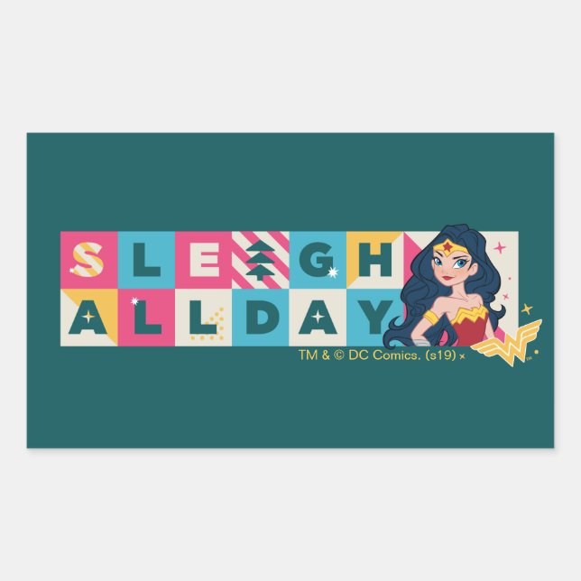Justice League Wonder Woman "Sleigh All Day" Sticker (Front)