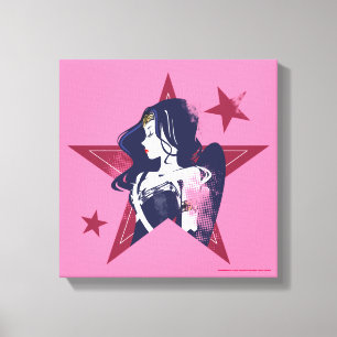 Justice League Wonder Woman & Stars Pop Art Canvas Print