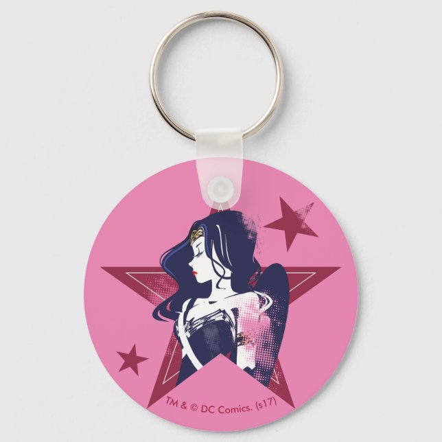 Justice League | Wonder Woman & Stars Pop Art Keychain (Front)