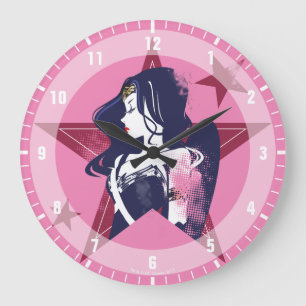 Justice League Wonder Woman & Stars Pop Art Large Clock