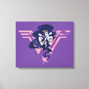 Justice League Wonder Woman & Symbol Pop Art Canvas Print