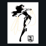 Justice League | Wonder Woman With Lasso Pop Art Poster<br><div class="desc">Check out this stylized drawing of Justice League's Wonder Woman with her lasso. This black and white silhouette pose is offset by her iconic red lipstick and gold lasso.</div>